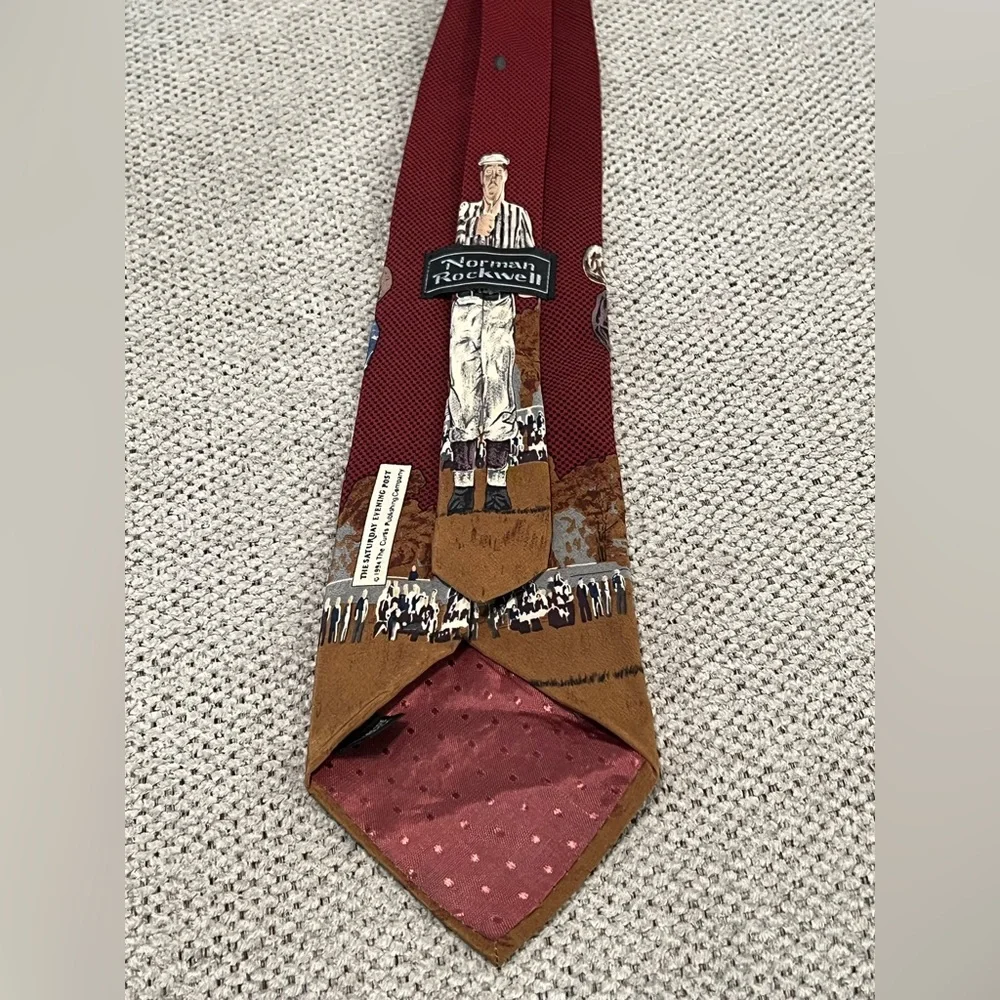 Vintage 1994 Norman Rockwell Football Coin‎ Flip Men’s Neck Tie